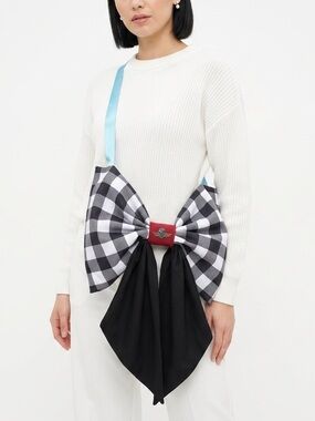 NEW Handmade Winner's Circle Indy 500 Black & White Oversized Bow Crossbody Bag